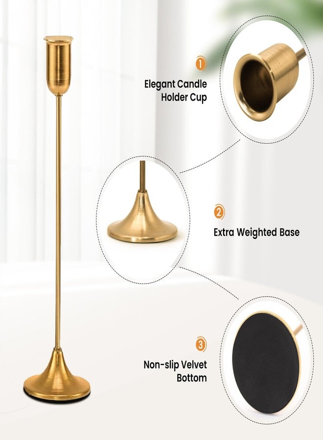 EAST FLAME Gold Taper Candle Holder - 3 PCS Candlestick Holders - Vintage Candle Stick Holders - Modern Decorative Centerpiece - Decorative Candlestick Holder for Home Decor, Wedding, Dinning, Party - Image 2